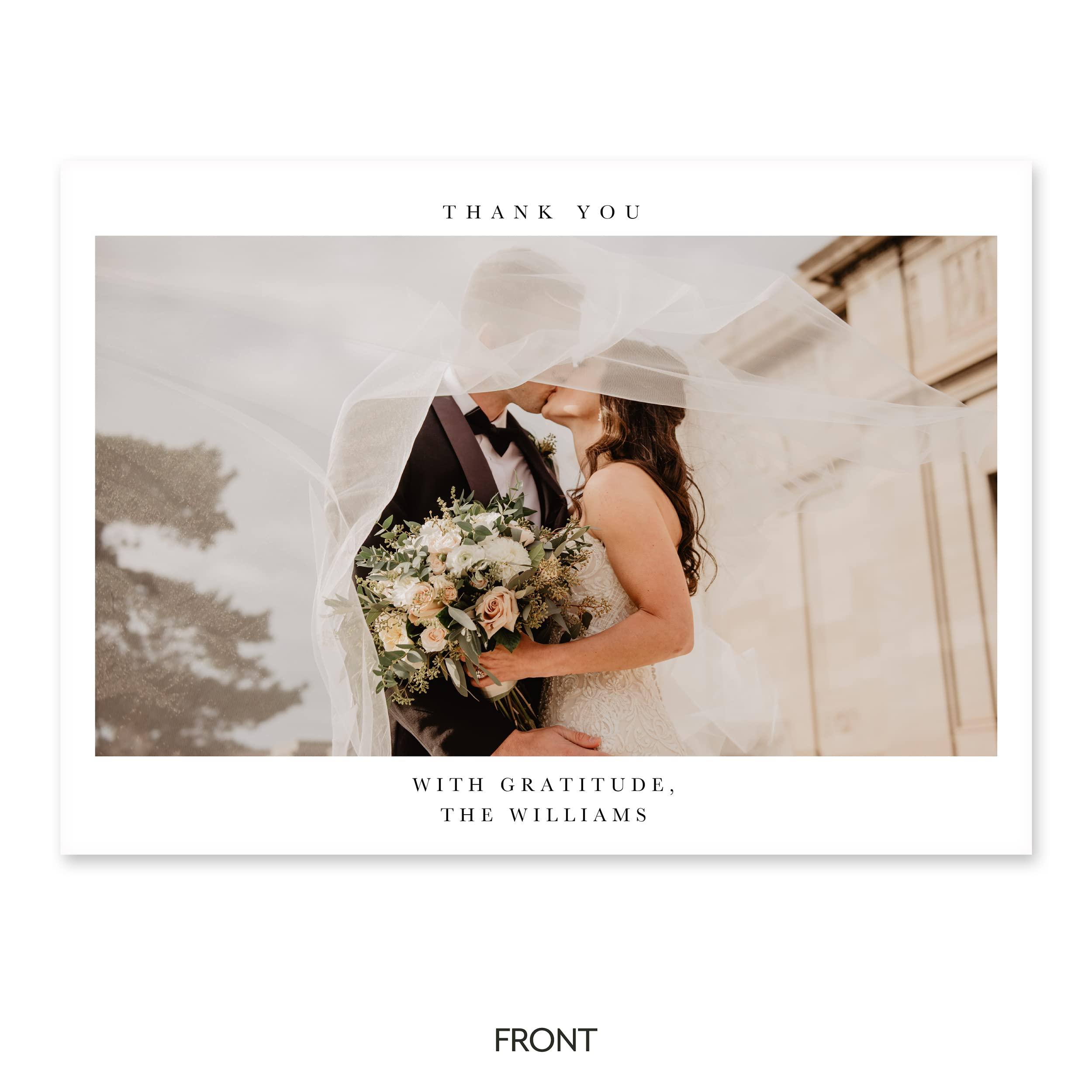 WEDDINGSTAR WEDDINGSTAR Custom Printed Photo Thank You Cards - Timeless Snapshot - Horizontal (Pack of 120)