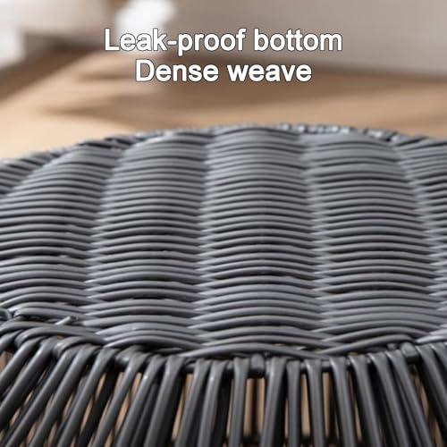 WNGJZZYC WNGJZZYC Imitation Rattan Woven Laundry Basket with Metal Frame, Laundry Hamper Large Capacity, Lightweight Multipurpose Portable Clothes Laundry Baskets(33x34cm/13x14in)