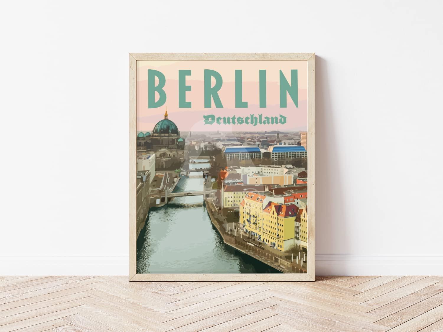 The Window West Berlin Germany Travel Poster Print (Canvas, 16x20 Inches)