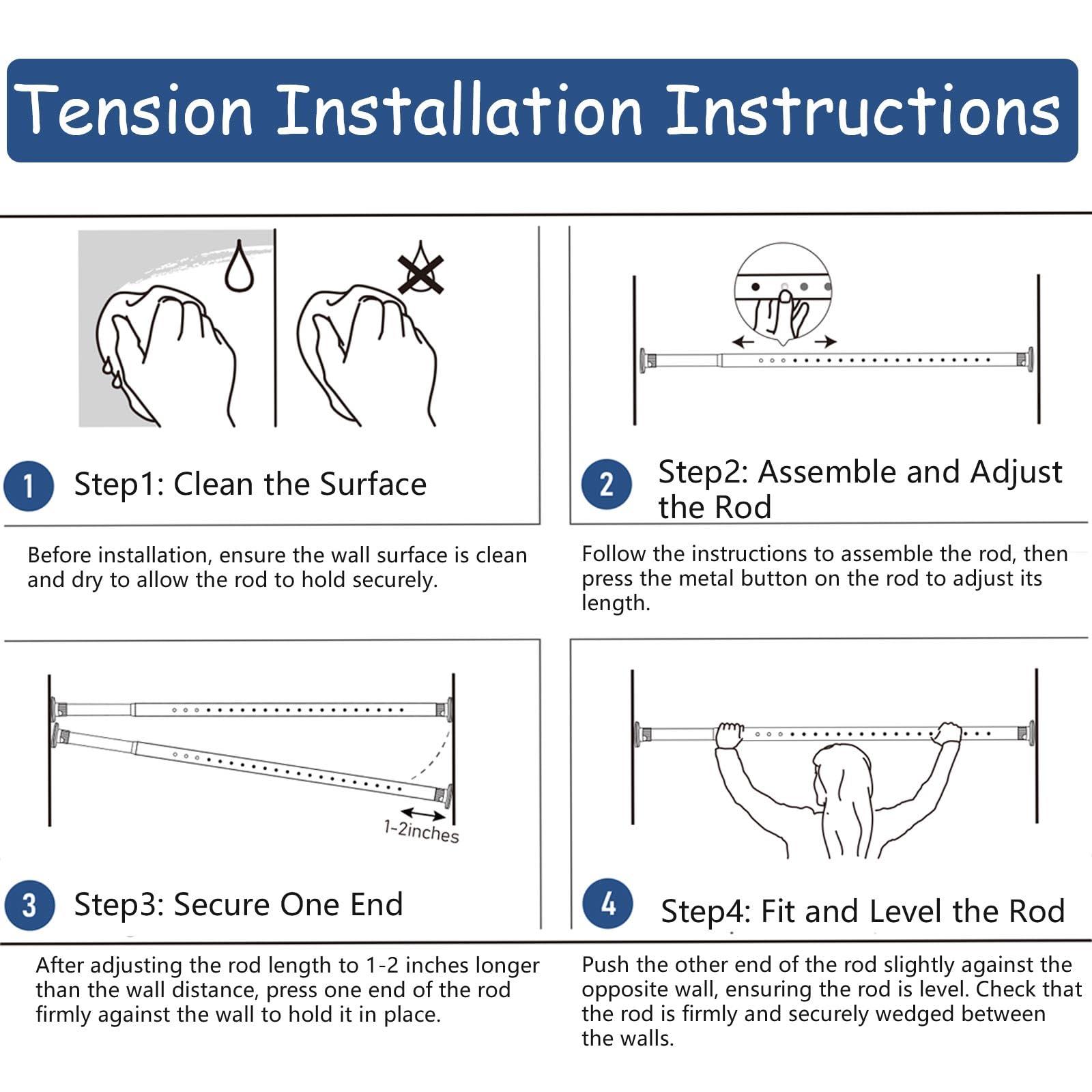 Oxdigi Oxdigi Tension Curtain Rods Adjustable Shower Curtain Rod Spring Tension 142.1-160 Inches, Extra Long Curtain Rod No Drill No Rust Antislip Heavy Duty for Bathroom, Window, Closet, Room Divider, White