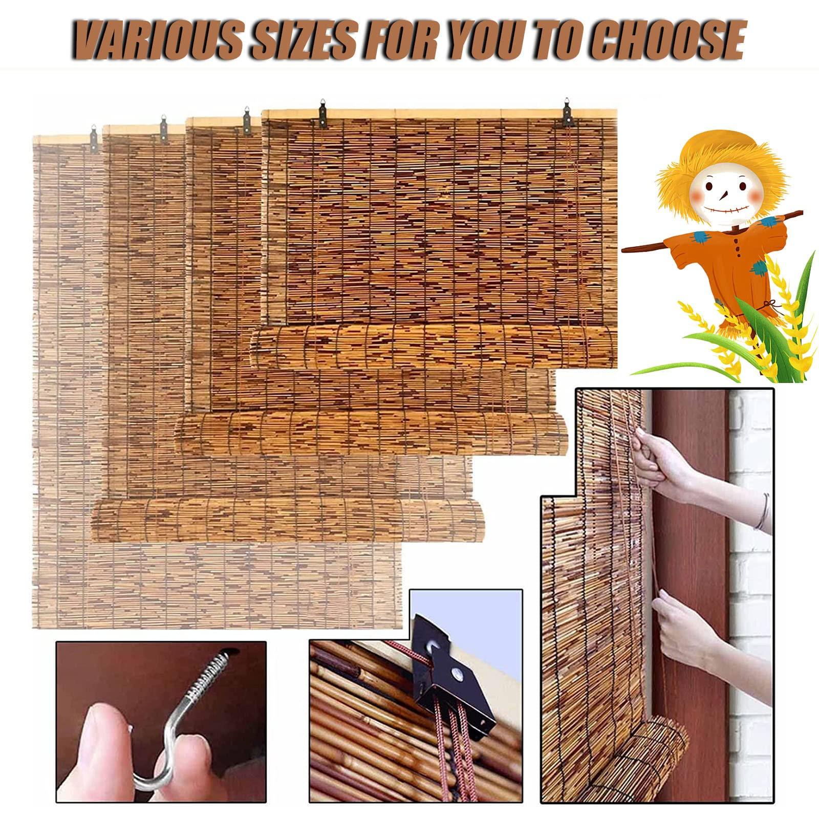 WEZINK Bamboo Roll Up Blinds - Outdoor Shades for Patio, Garden & Sunroom Privacy - 2667in (WH) White