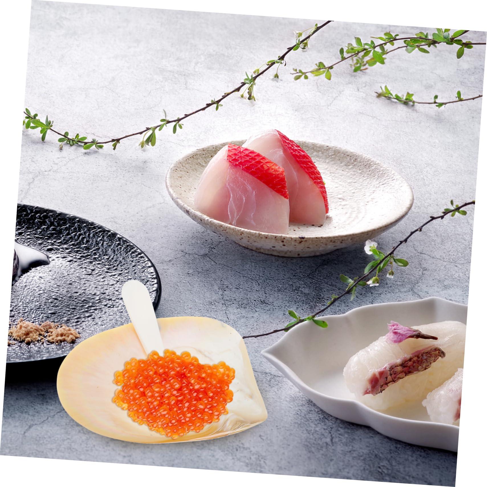 PRETYZOOM PRETYZOOM 1 Set Caviar Dish Fish Decorative Balls for Bowls Products Tank Conch Charcuterie Flat Caviar Shell Dish Caviar Props Decorative Paintings for Living Room Glossy Shell Adornment