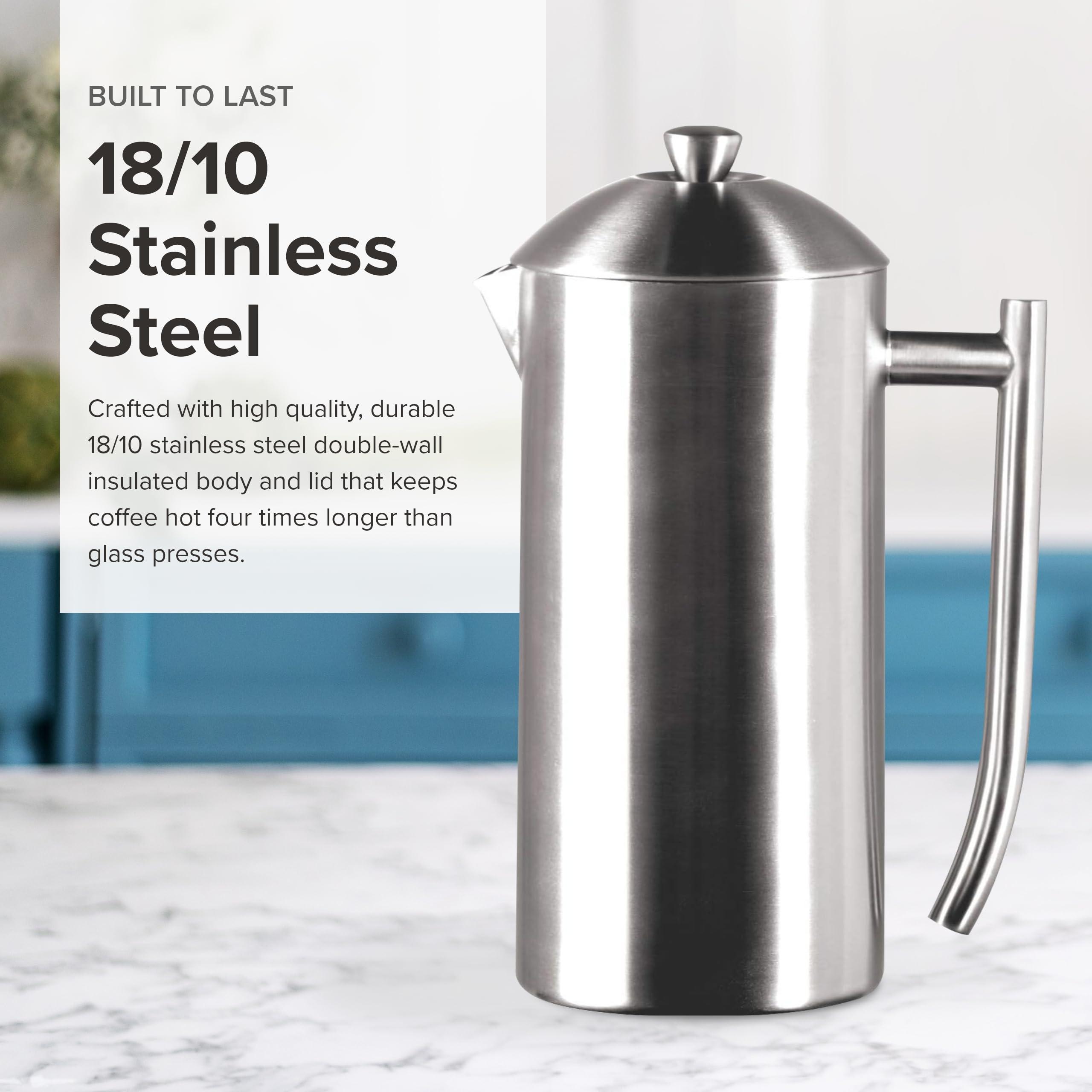 Frieling Frieling Double-Walled Stainless Steel French Press - 23 Oz Brushed Insulated Coffee Maker - Portable Metal Coffee Pot