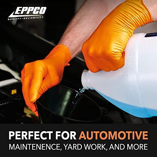 EPPCO EPPCO TigerGrip 8-Mil Nitrile Glove Disposable Powder, Latex Free Textured Superior Grip Orange Gloves, XL, Box of 100