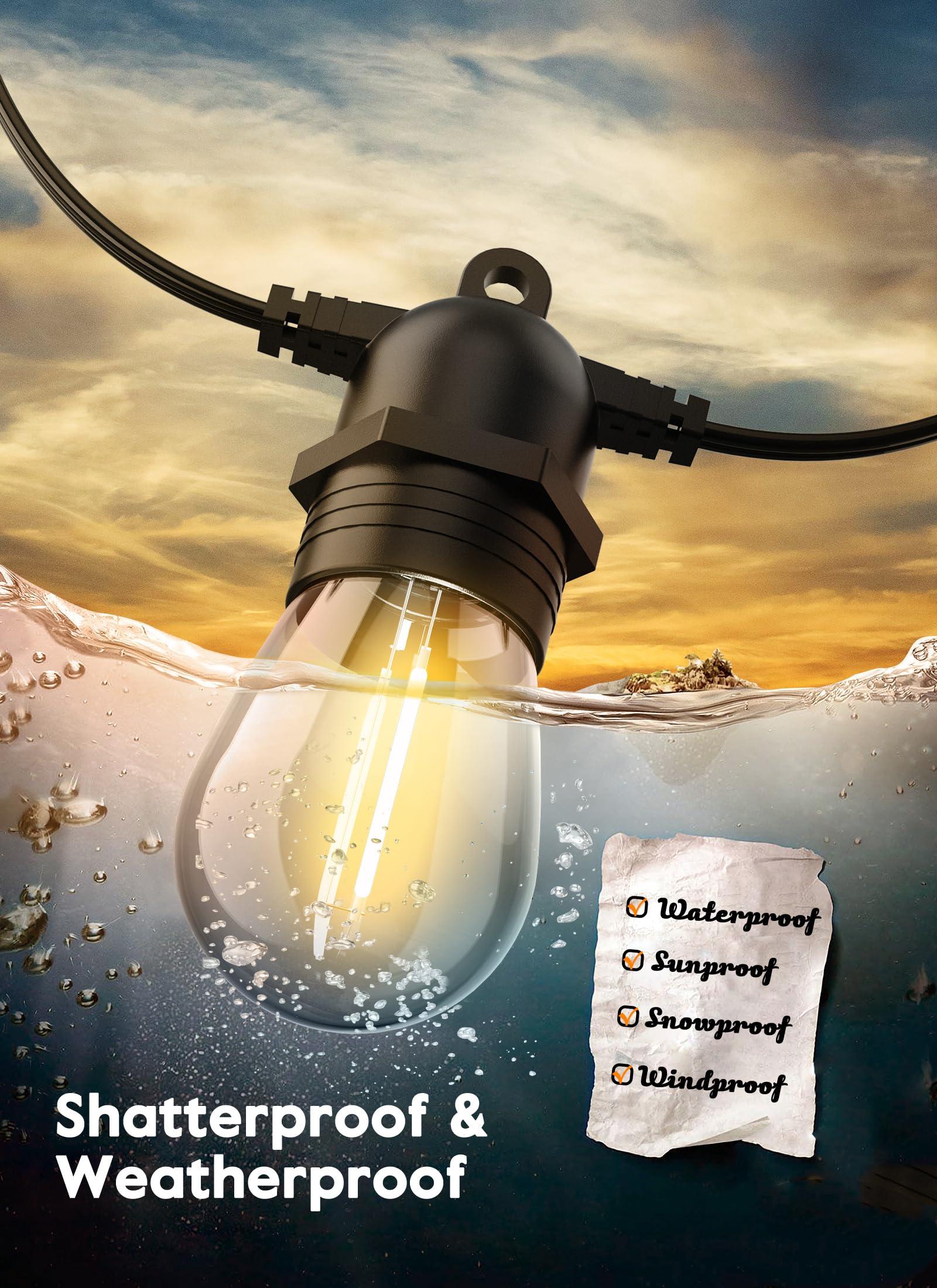 Minetom Minetom LED S14 Replacement Light Bulbs, 15 Pack Shatterproof Light Bulbs Equivalent to 11 W, E26 E27 Regular Medium Screw Base for Outdoor Home Light Fixtures and Decorative, 2700K, Warm White