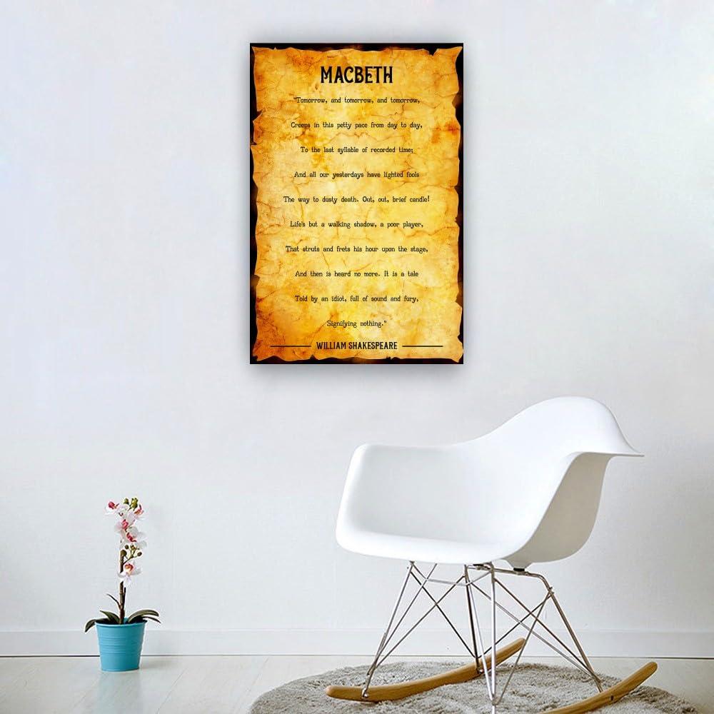 Peastrog Peastrog Macbeth Poem Wall Art Quotes Poster Landscape Painting Canvas Set Modern Home Decorations for Bedroom Picture for Hallway Vertical Artwork (16.00\'\'x24.00\'\',Framed)