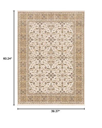 Oriental Weavers Sphinx Maharaja Area Rug 001J1 Traditional Ivory Petals Bulbs 3' 3" x 5' Rectangle