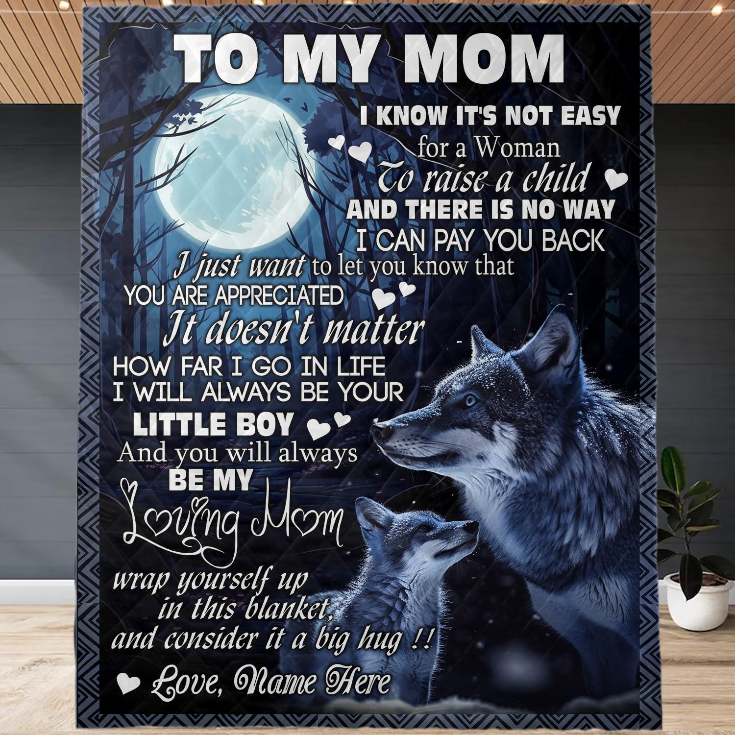 Generic Q72555 Personalized to My Mom Quilt Blanket from Daughter Son, Gift for Mom, Custom Name Quilt Blankets for Mom Gifts, Funny Mom Quilt Blanket 50x60