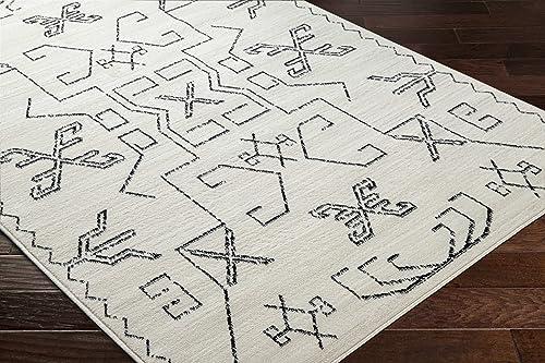 MARK & DAY Mark&Day Area Rugs, 6x9 Kiara Global Off-White/Black Area Rug, Off-White Black Carpet for Living Room, Bedroom or Kitchen (6'7" x 9')