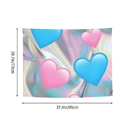 Kkaingg Kkaingg Pastel hearts, blue, love, pink Tapestry Wall Hanging Tapestry Wall Tapestry for Bedroom Aesthetic Tapestry Hippie Tapestry 29x37in