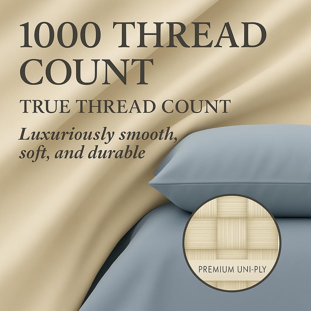 Hyde Lane Hyde Lane Luxury 1000 Thread Count 100% Cotton California King Bed Sheets | Very Comfy Soft & Thick with Deep Pocket - Fits up to 18\" Mattress, Cotton Bed Sheets Cal King - 4 PC (Ivory/Cream)