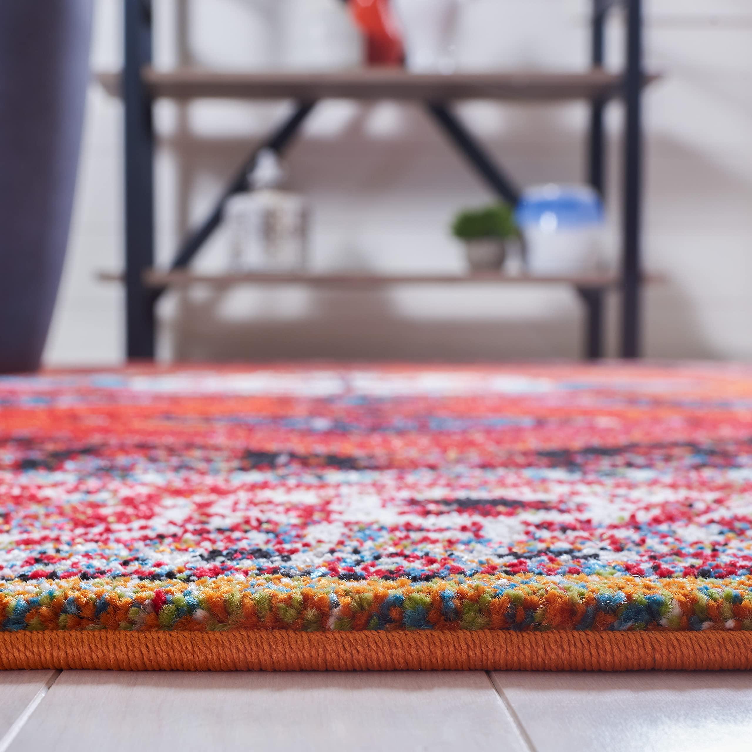 Safavieh SAFAVIEH Vintage Hamadan Collection Area Rug - 5'3" x 7'6", Red & Blue, Traditional Oriental Medallion Design, Non-Shedding & Easy Care, Ideal for High Traffic Areas in Living Room, Bedroom (VTH262Q)