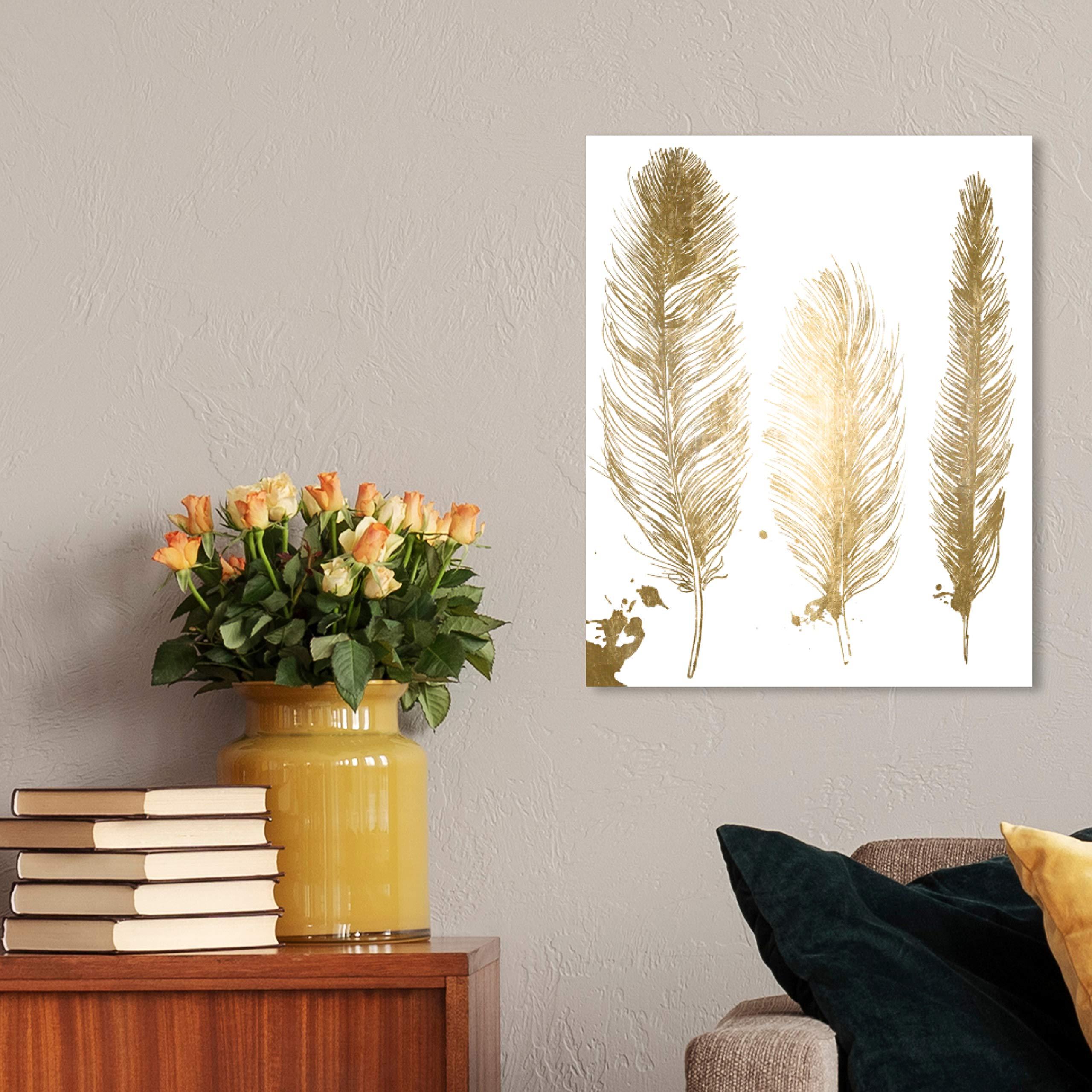 The Oliver Gal Artist Co. The Oliver Gal Artist Co. Fashion and Glam Wall Art Canvas Prints Feathers Foil\' Home Dcor, 16\" x 24\", Gold, White