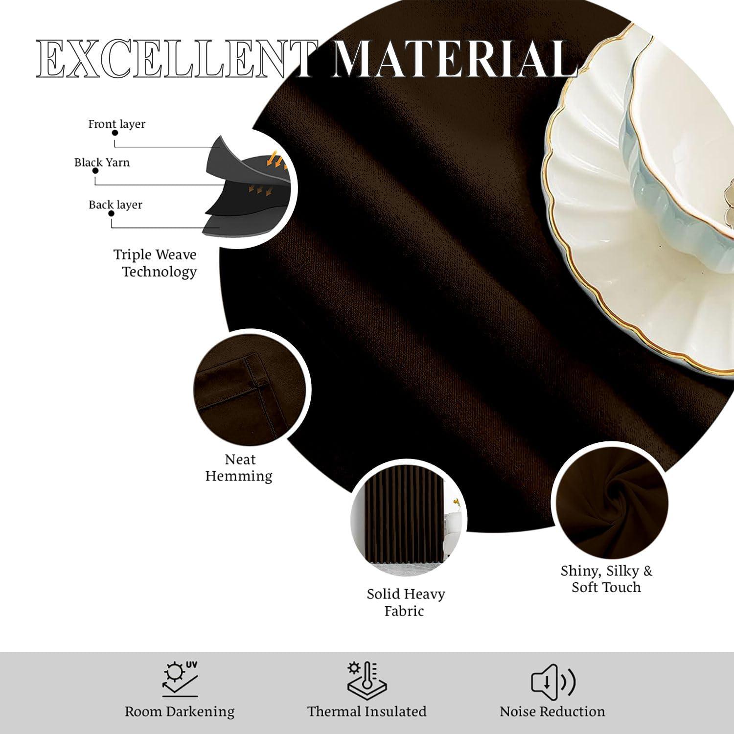 Homi Drapes Double Pinch Pleated Blackout Curtains 100% Polyester Thermal Insulated Room Darkening Drapes for Bedroom/Livingroom Pack of 2 Panels W(26"+26"),Tiebacks,Hooks (Cocoa Brown, 52"x45")