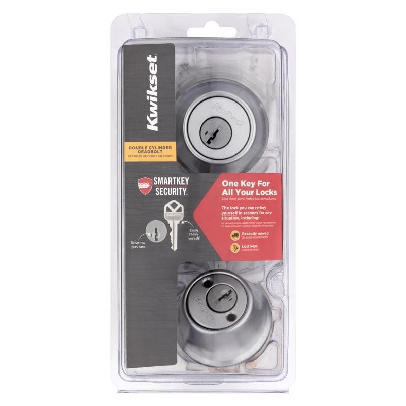 Kwikset Kwikset SmartKey Security Satin Chrome Metal Double Cylinder Deadbolt