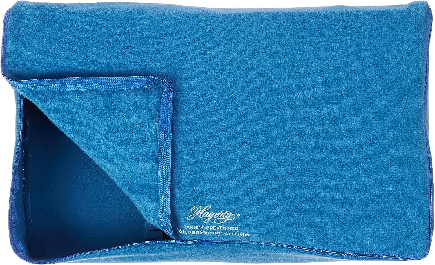 W. J. Hagerty Hagerty Zippered Flatware Storage Drawer Liner Tarnish Preventative Silverware Organizer, Large Container, Cutlery Holder, and Utensil Keeper Bag, Made in USA, Kosher Certified,Blue, 19\" x 12\" x 2.5\"