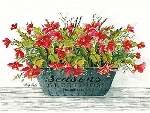 ArtExpert ArtExpert Seasons Greetings Pot by Cindy Jacobs - 32 x 24 Premium Gallery Stretched Canvas Ready to Hang