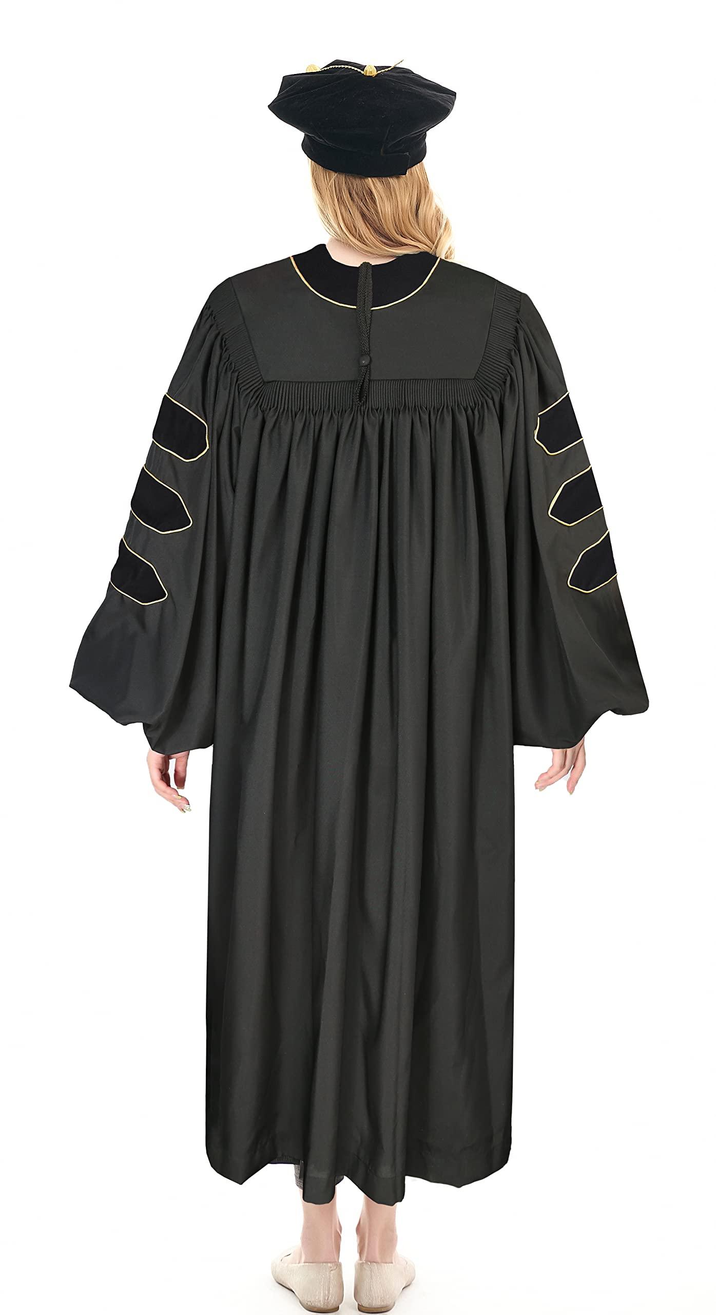 Herrenbek Herrenbek Doctoral Tam with Gold Bullion Tassel Unisex Black Velvet 8 Sided Graduation Tam