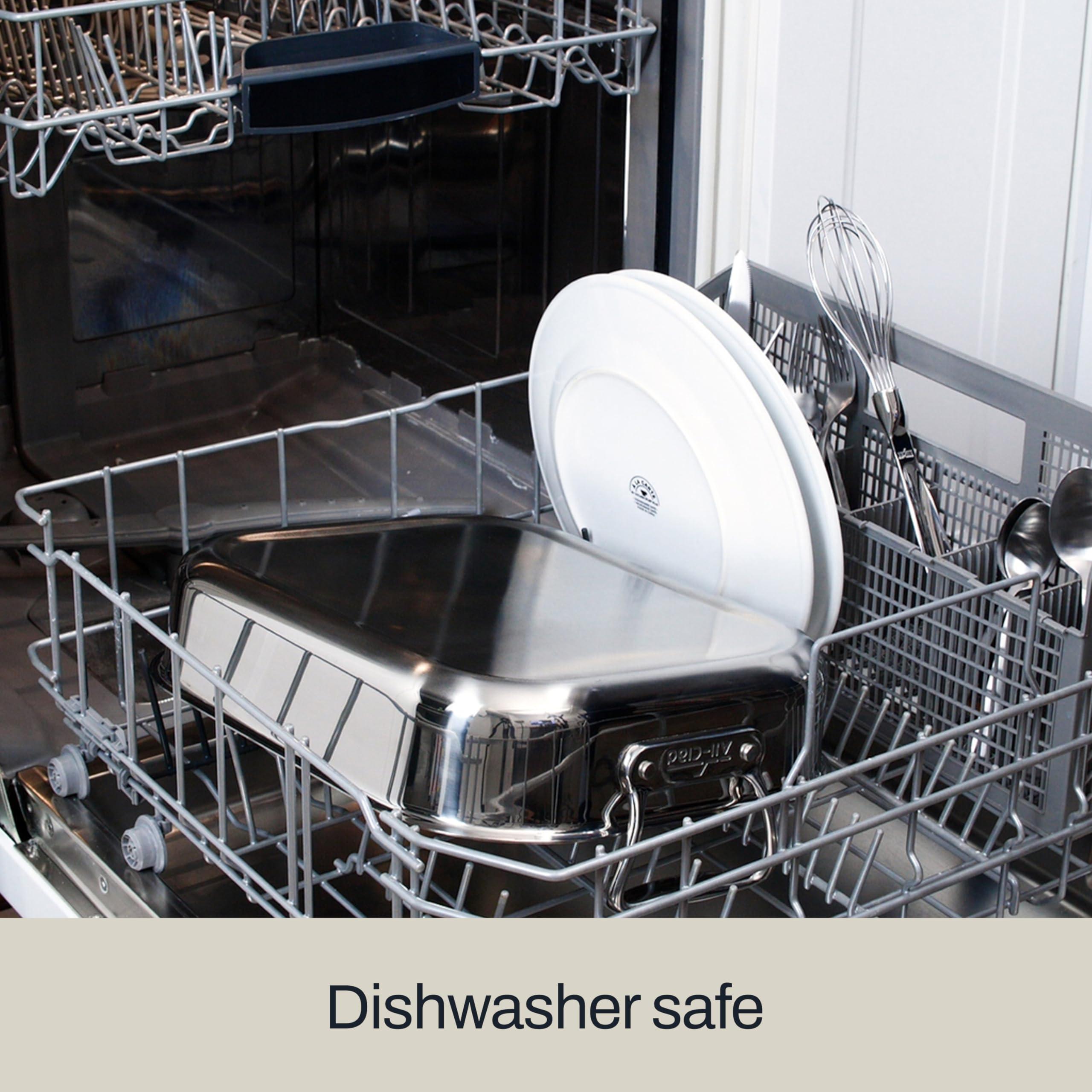 All-Clad All-Clad Specialty Stainless Steel Roaster with Nonstick Rack 11x14 Inch Oven Broiler Safe 600F Roaster Pan, Pots and Pans, Bakeware, Silver