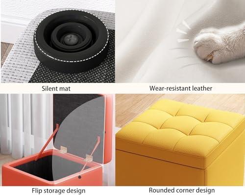 SHGCLKD SHGCLKD Foot Stool, Cube Storage Stool, Bedroom Foot Stool with Storage Function, Leather Storage Stool with High Elastic Cushion(White)