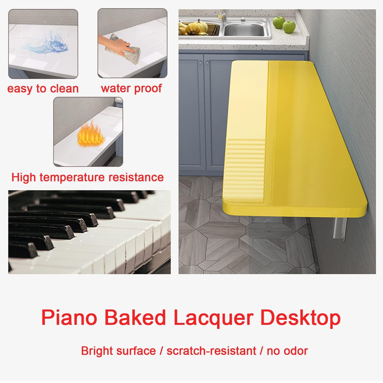 LIGUOYI LIGUOYI Floating Desk for Wall, Save Space Computer Desk, Easy to Clean Dining Desk Kitchen Wall Table, Small Wooden Desk, Black, Blue, White, Yellow for Small Spaces Desk Office Home Kitchen