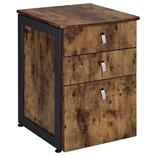 Coaster Home Furnishings Coaster Furniture Estrella 3-Drawer File Cabinet Antique Nutmeg and Gunmetal 800656