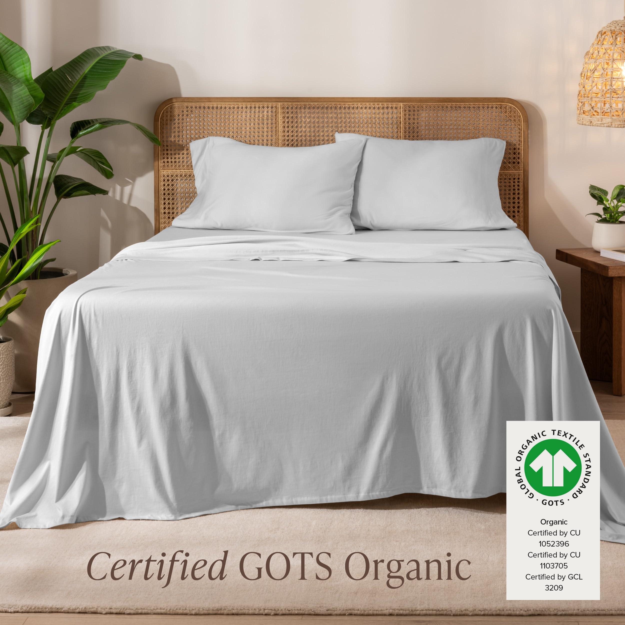 Bare Home Bare Home 100% Organic Cotton Jersey Sheet Set, Ultra Soft, 100% Cotton - Sheet Set & Pillowcases - Deep Pocket Bed Sheets (Split King, Black)