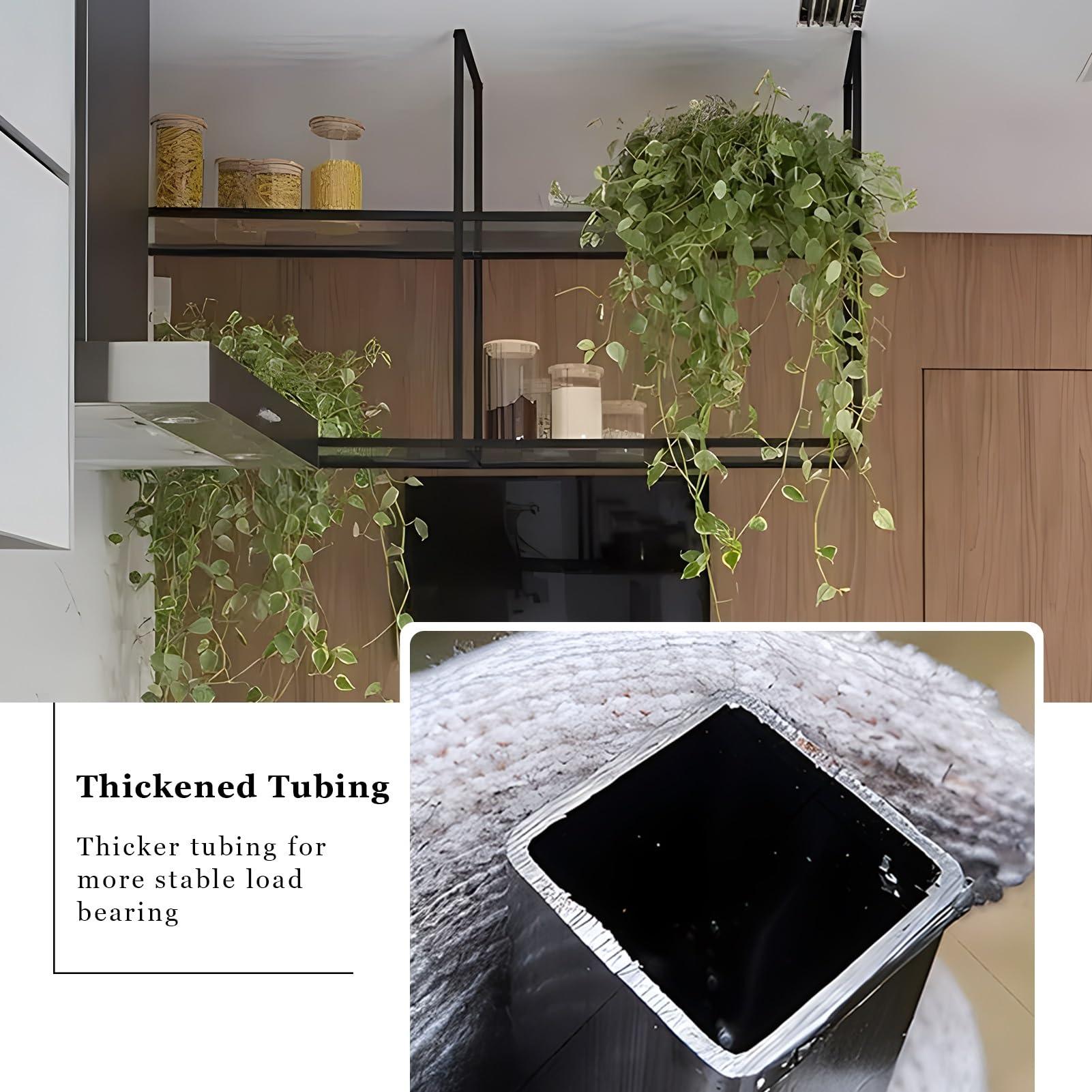 Yopappol Yopappol Ceiling Mount Shelf, 2 Tier Hanging Storage Rack, Metal & Acrylic Floating Wall Shelves Plant Stand Pot Pan Organizer for Restaurant Kitchen Flower Shop (Size : 60x30x80cm)