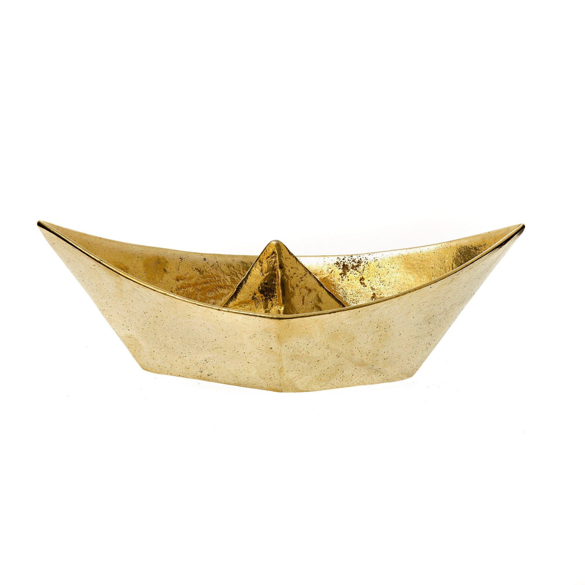 EliteCrafters Handmade Solid Brass Metal, Boat Decorative Ornament, Extra Large Size - Length 24cm (9.4\")