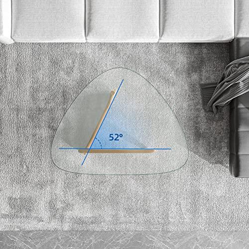 eChamp Noguchi Table Triangle Glass Coffee Table Vintage Glass End Table, Solid Wood Base and Triangle Clear Glass Top Modern End Table for Living Room, Patio, Study