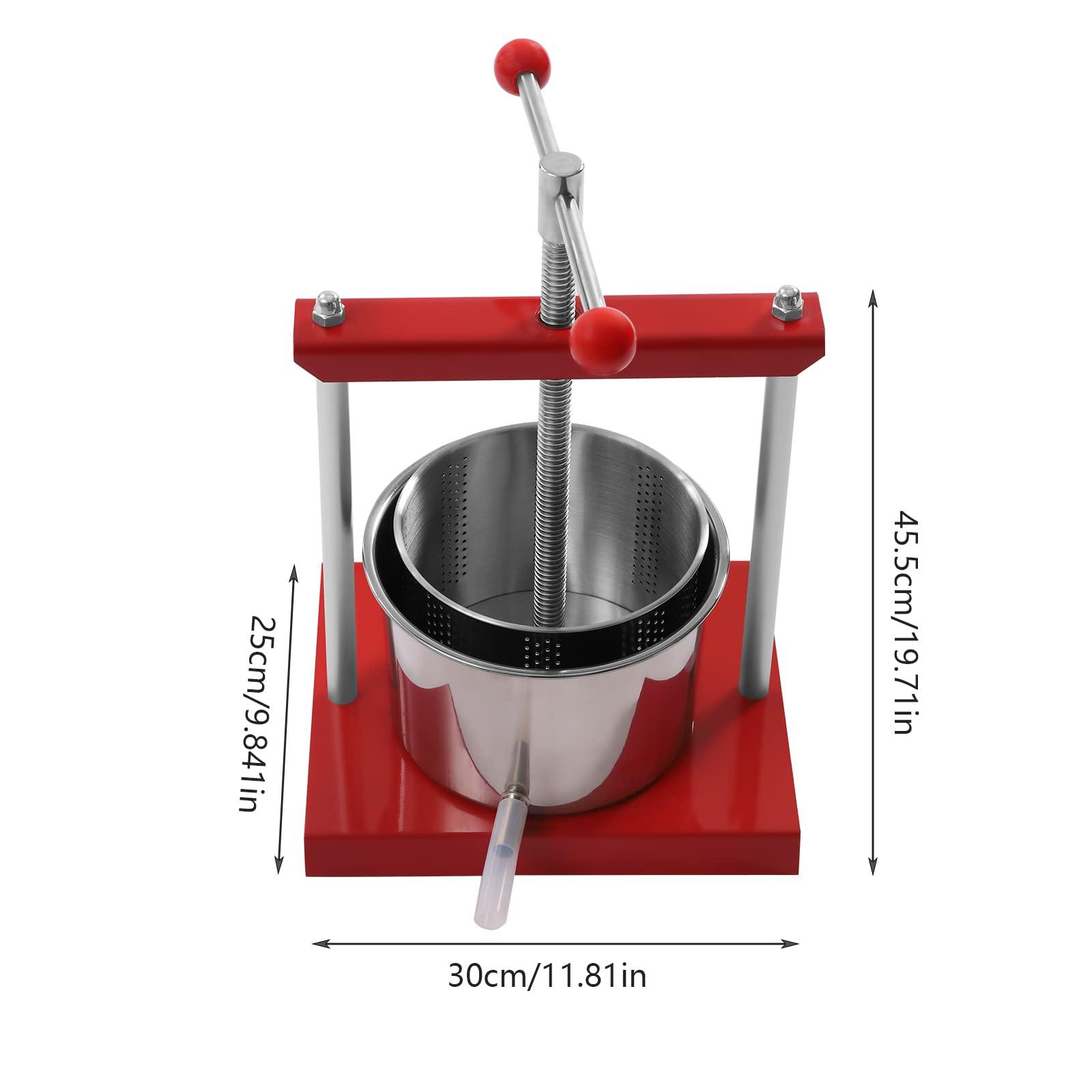 Eapmic 6L Fruit Press- New Version Larger 304 Stainless Steel Pressing Plate Fruit Crusher for Cider, Wine, Grape, Apple Press, For Apple Cider, Wine and Juice Making (6L)