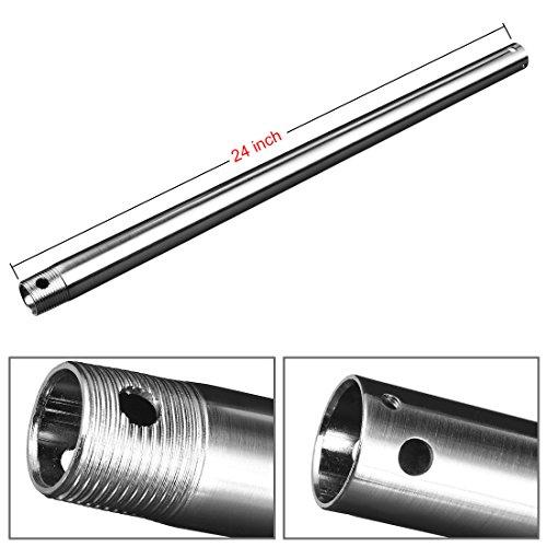uxcell uxcell 24 Inch (Length) x 3/4 Inch (NPT) Steel Pendant Extended Rod Extension Downrod Brush Nickel