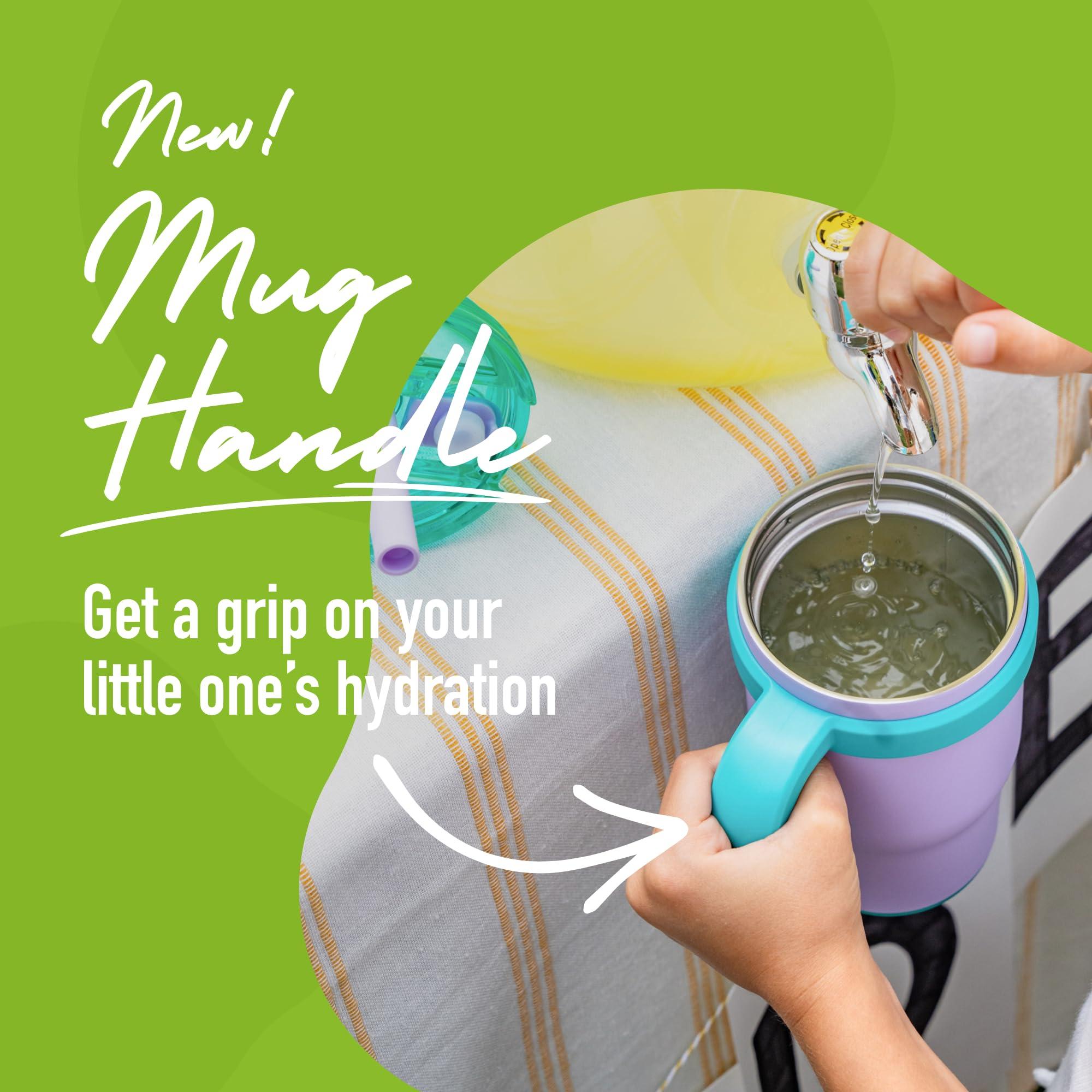 REDUCE REDUCE 14 Oz Coldee Kids Tumbler with Lid and Straw - Coldee Insulated Travel Mug - Spill-Proof, Sweatproof Stainless Steel, BPA-Free - Includes Handle, Reusable Silicone Straw - Rainbow Sky