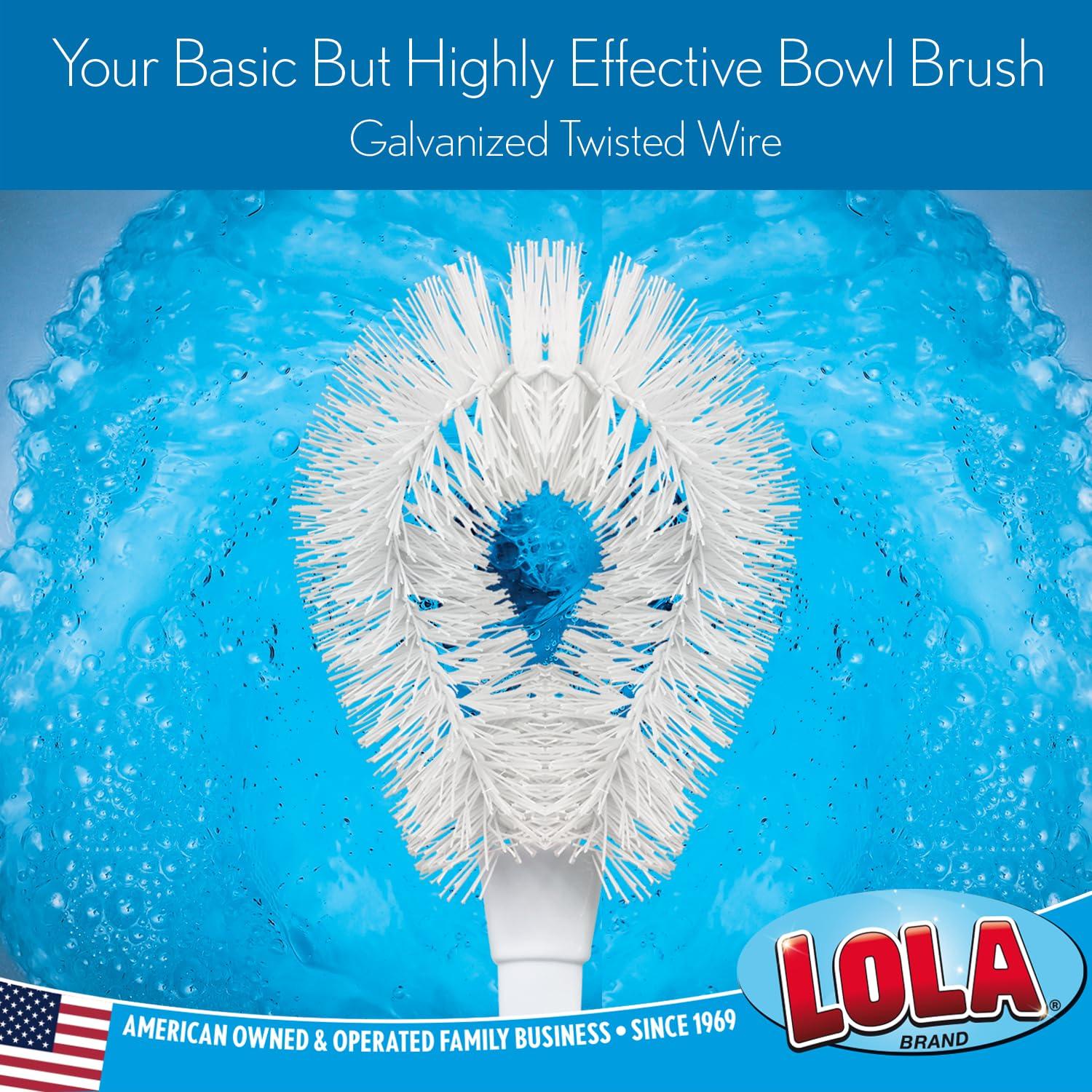LOLA Lola Products Toilet Bowl Brush w/Curved Head, Coated Wire, Durable Poly Bristles, Reaches Under Toilet Bowl Rim, 1 Pack