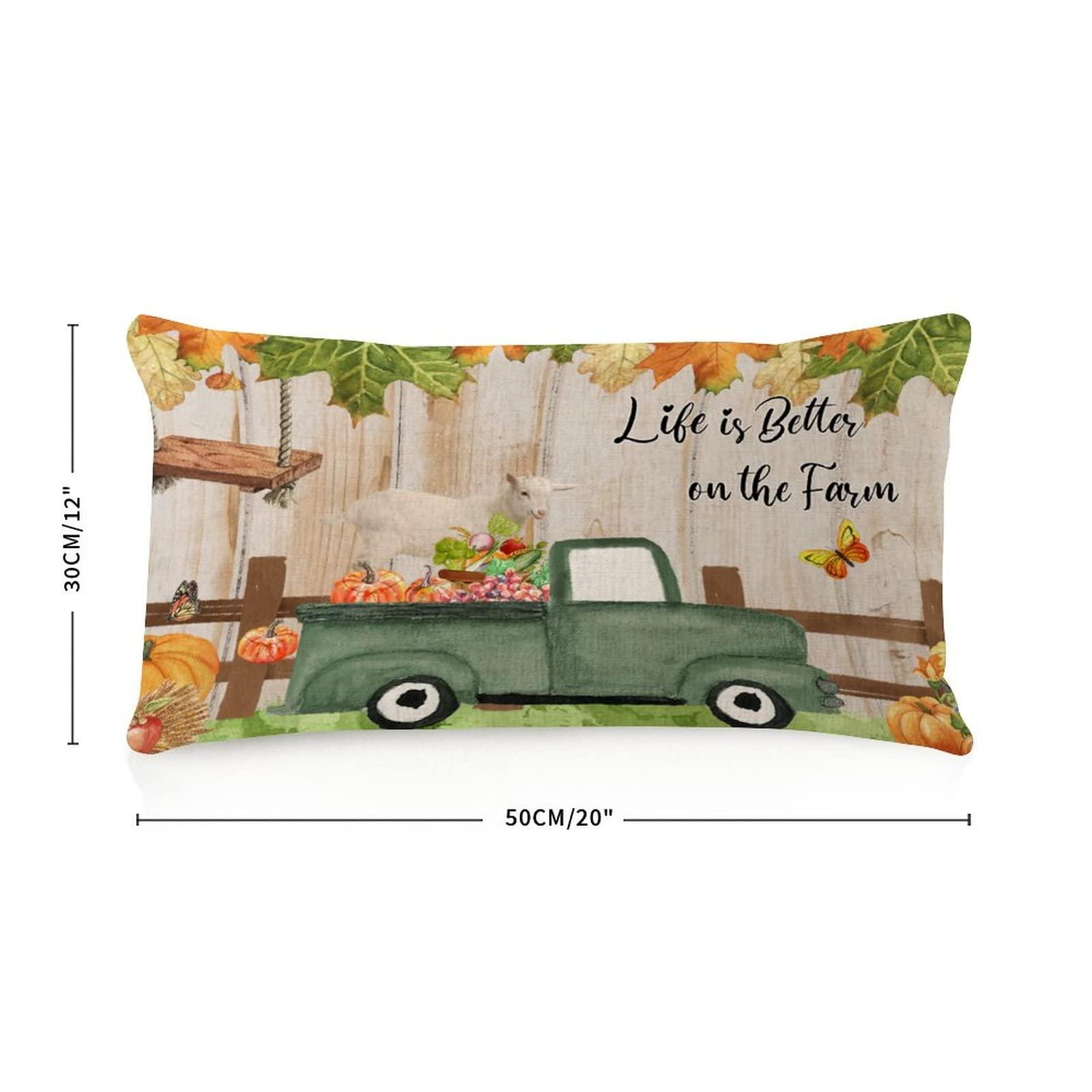 COVOME COVOME Life is Better on The Farm Body Pillow Cover Two-Side Printed 12x20 Inch Linen Aztec Toss Body Pillow Protector Sheep Goats Animal Painting Fall Bedding Throw Pillow for Bedroom Outside Bed