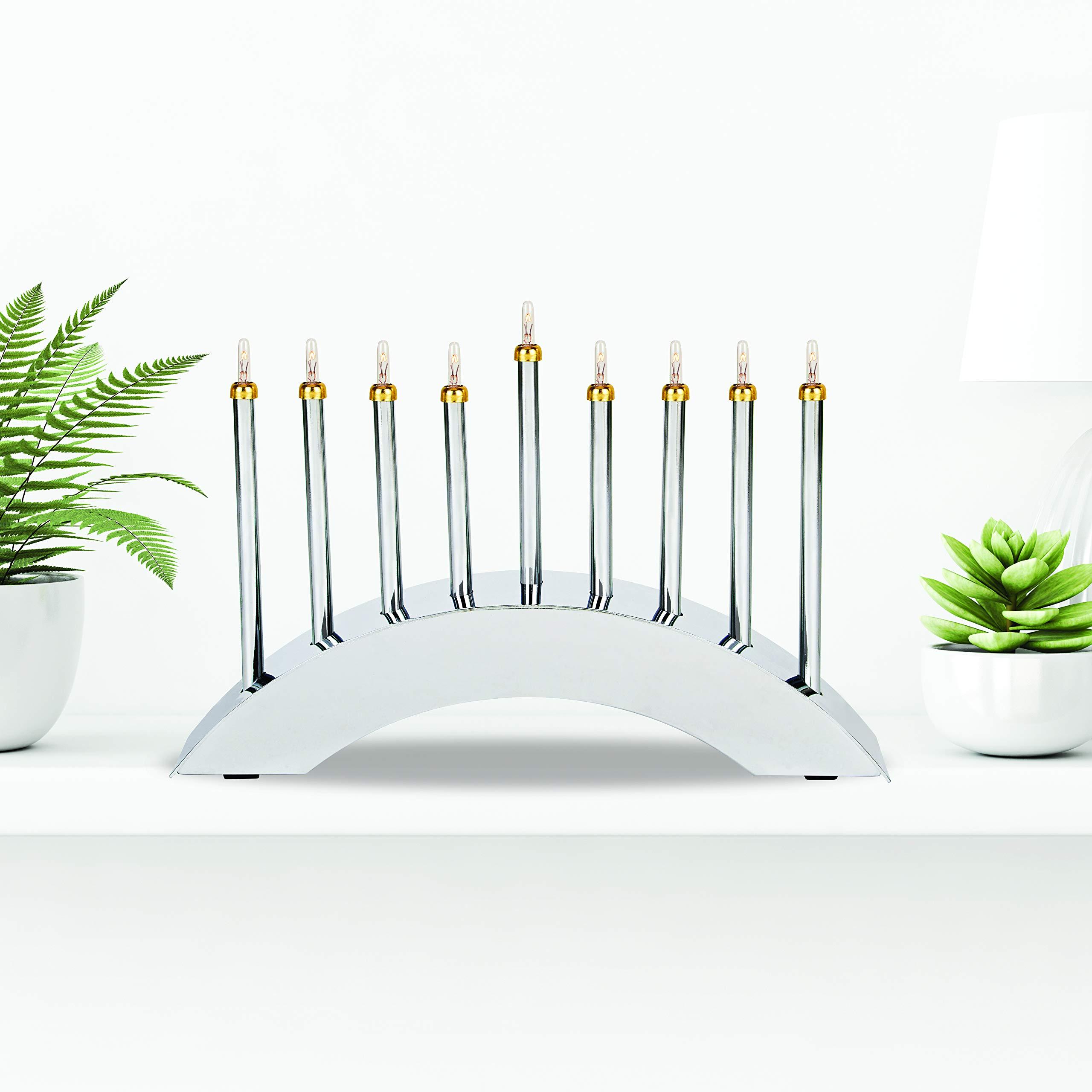 Aviv Judaica Aviv Judaica Electric Silver Arch Menorah Low Voltage Minorah Arch Shape Electronic Chanukkiah Designed by Yair Emanuel Electronic Hanukkah Menurah