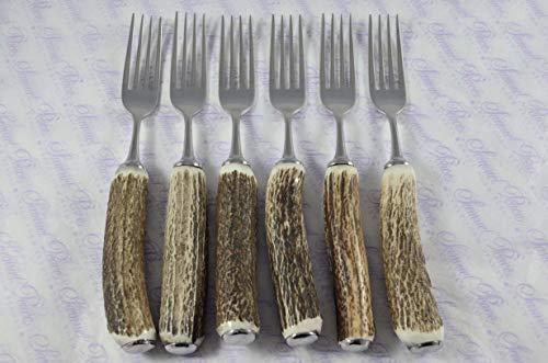 Sheffieldcutleryshop Six Genuine Stag Horn/Antler Handle Table Forks Boxed Made in Sheffield England