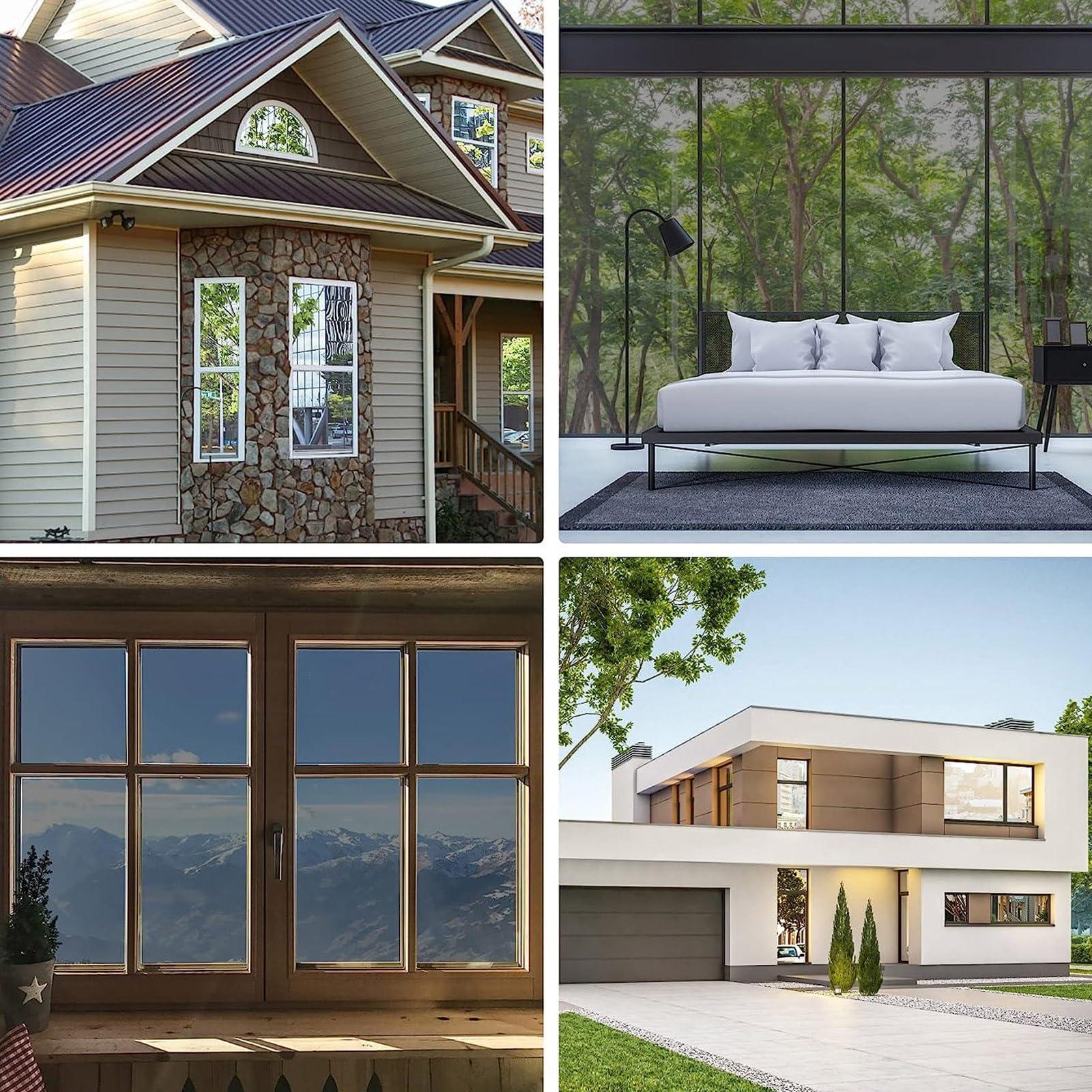 HJXGQJM One-Way Privacy Mirror Reflective Film SilverOne Way Window Film Daytime Privacy Window Tint for Home UV Blocking Mirror Film Heat Control Reflective Glass Film for Home and Office (Color : Silver,