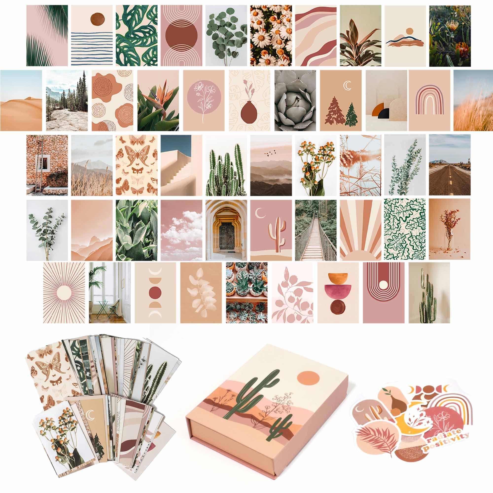 Artivo Artivo Boho Wall Collage Kit for Teen Girls, Cute Room Decor, Aesthetic Wall Decor Pictures, Boho Wall Art Prints Bedroom Decor, Posters for Room Aesthetic, Dorm Collage Photos 50 Set 4x6 inch