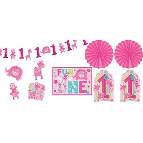 amscan Amscan One Wild Girl 1st Birthday Room Decorating Kit, Large, Pink