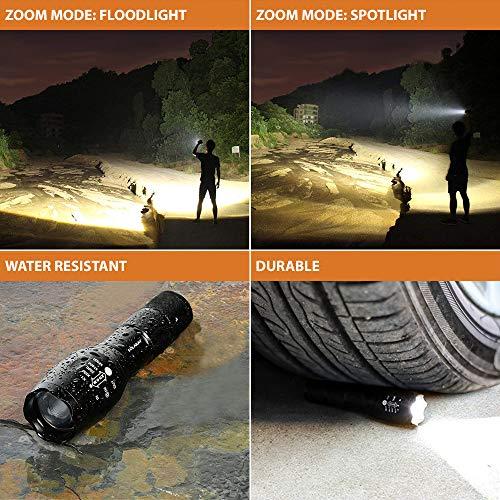 Solaray Solaray Handheld LED Tactical Flashlight – Professional Series ZX-1 - Bright High Lumen Flashlight - 5 Light Modes, Adjustable Zoom, Water Resistant - Perfect for Camping Fishing Emergency