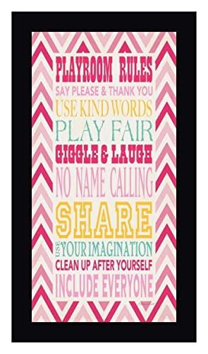 Canvas Art USA Playroom Girl I by Stephanie Marrott - 17\" x 30\" Framed Canvas Art Print - Black Frame - Ready to Hang