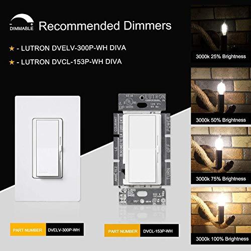 CRLight CRLight 6W LED Candelabra Bulb 3000K Soft White, 70W Equivalent 700LM, E12 Dimmable LED Chandelier Light Bulbs, Antique Edison Style CA11 Candle Flame Tip Clear Chandelier Light Bulbs, 8 Pack