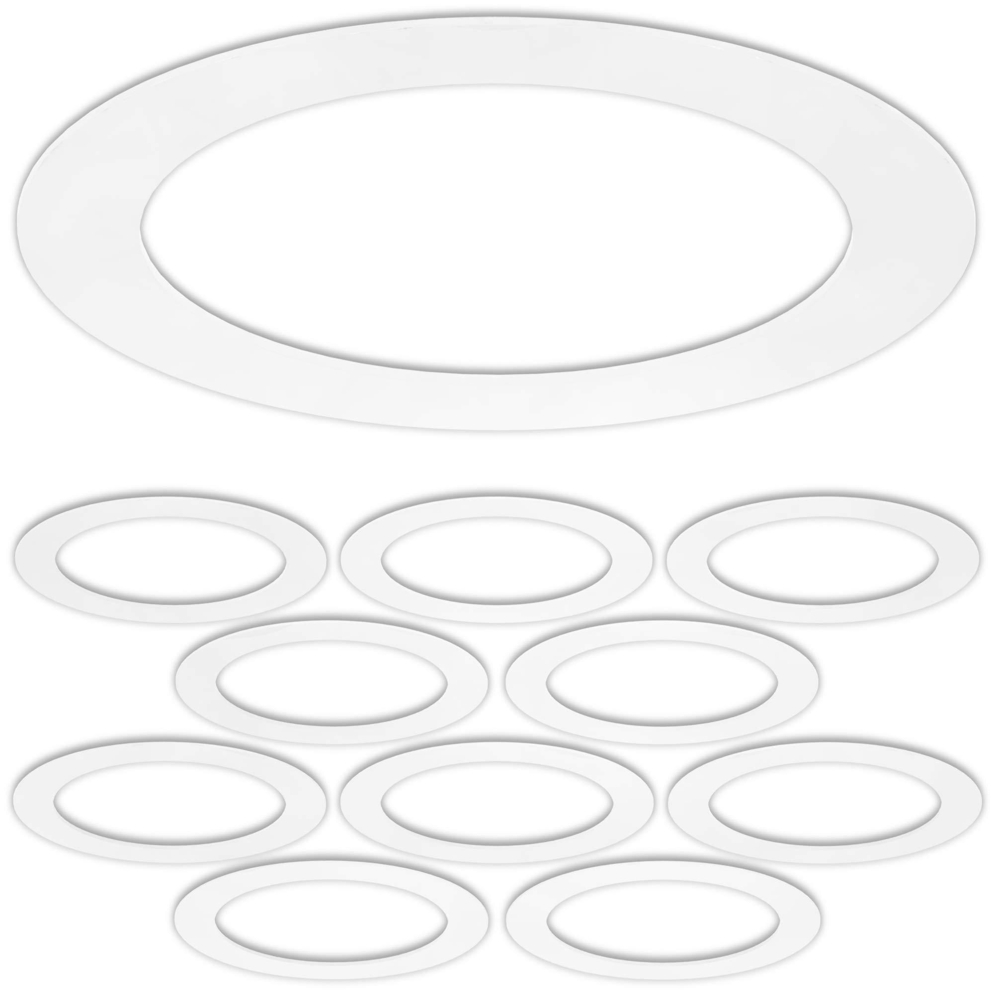 HARRRRD 10 Pack Gloss White Goof Trim Ring for 8" Inch Recessed Can Lighting Down Light, Outer Diameter 8.6 Inches, Inner Diameter 6.2 Inches