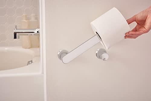 Moen Moen Genta LX Chrome Modern Wall Mount Pivoting Toilet Paper Holder, Modern Toilet Roll Holder for Bathroom, BH3808CH