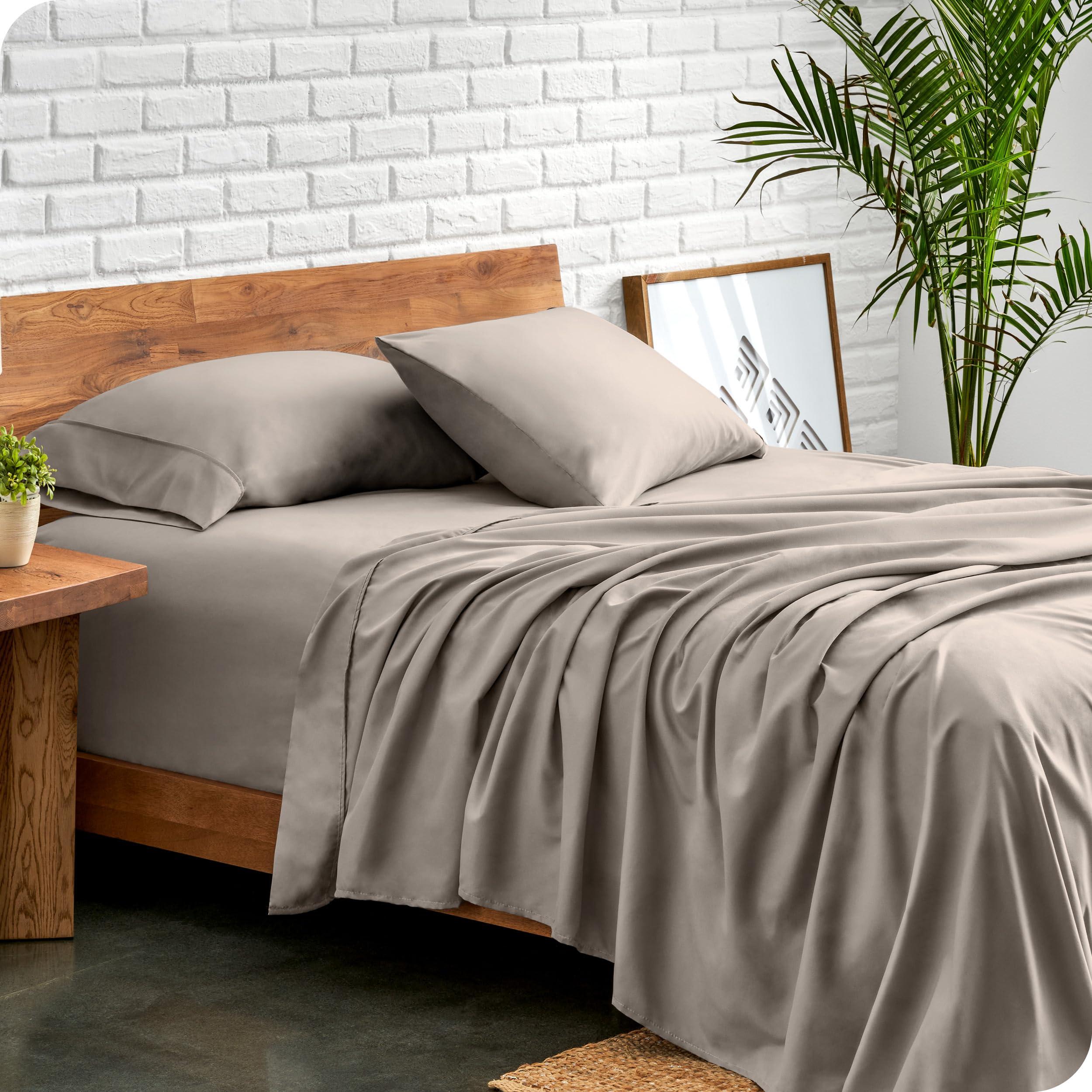 Bare Home Bare Home California King Sheet Set - 1800 Ultra-Soft Microfiber Cal King Bed Sheets - Double Brushed - Deep Pockets - Easy Fit - 4 Piece Set - Bed Sheets (California King, Khaki)