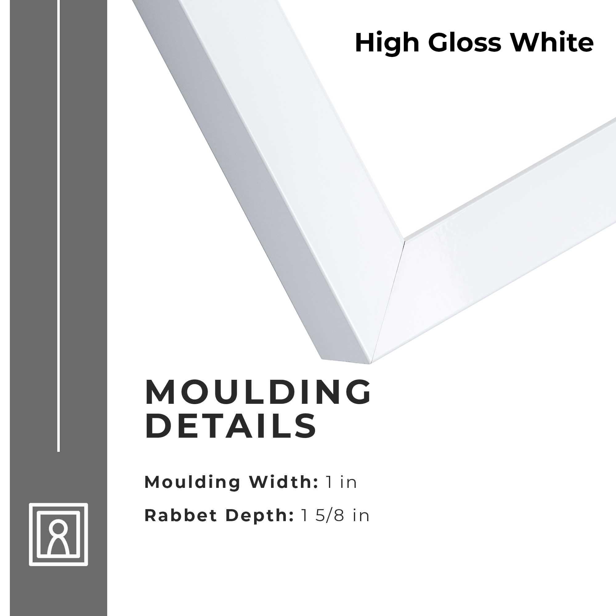 CustomPictureFrames.com 18x7 Shadow Box High Gloss White Display Frame | 1.625 Inches Deep | 1 Inch Moulding Width | Solid Wood | UV Resistant Acrylic Plexiglass, Acid Free Foamboard Backing and Hanging Hardware Included