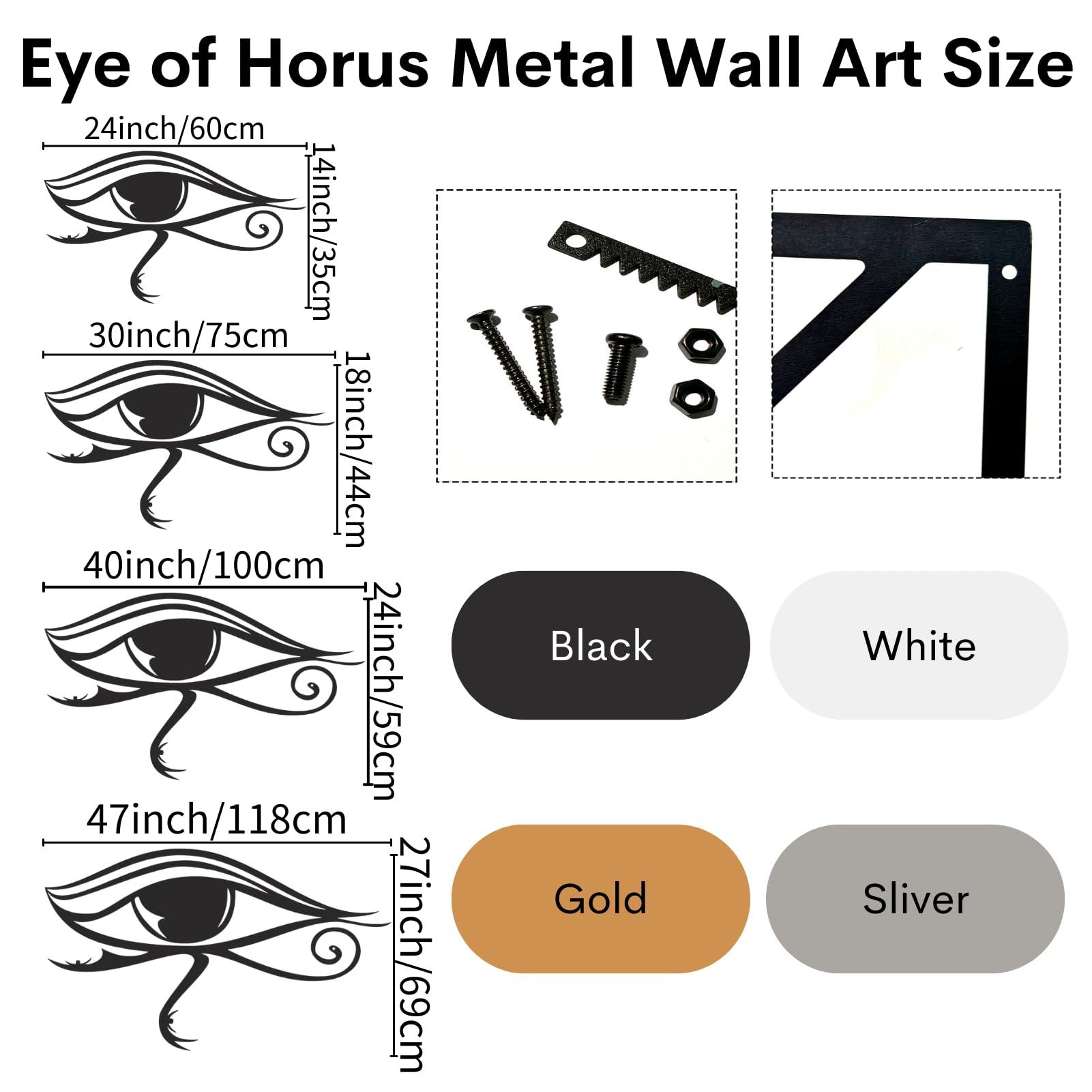 Fayholy Fayholy Metal Wall Decor, Eye of Horus Metal Wall Art, Metal Eye Decoration, Metal Wall Art, Home Living Room Decoration, Wall Hangings, Housewarming Gift (Black, 30"x18"/75x44cm)