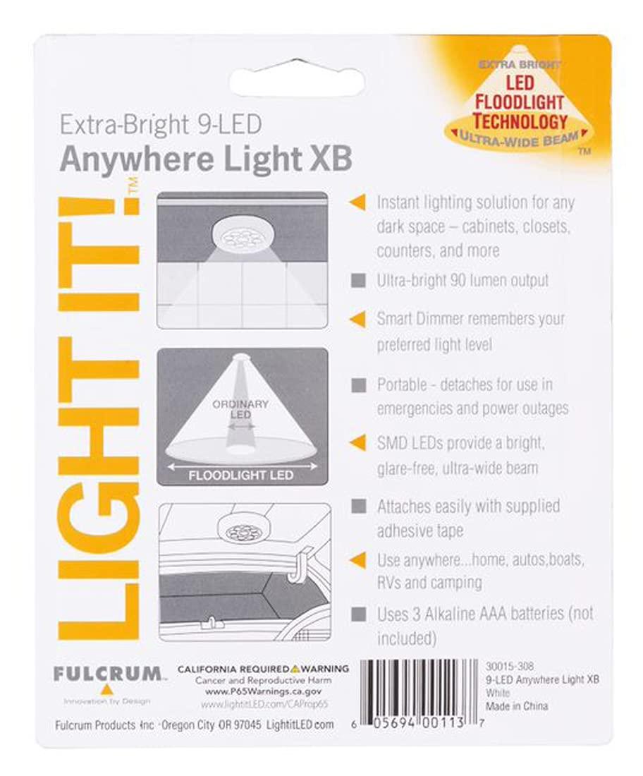 LIGHT IT! LIGHT IT! by Fulcrum, 30015-308 9-LED Anywhere Light XB, White, Single Pack