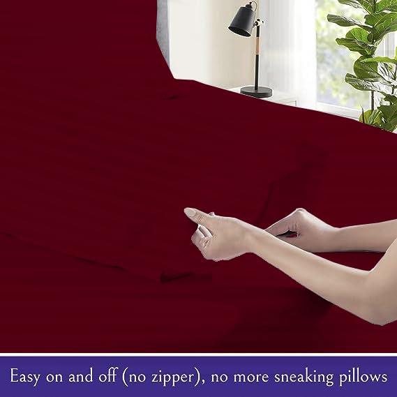 Silentnight Silentnight RV King (72X80) Burgundy Stripe 100% Egyptian Cotton Sateen Sheet Set, 800 Thread Count Soft & Smooth Durable 4 Piece Set 15\" Inch Deep Pocket Wrinkle & Fade Resistant